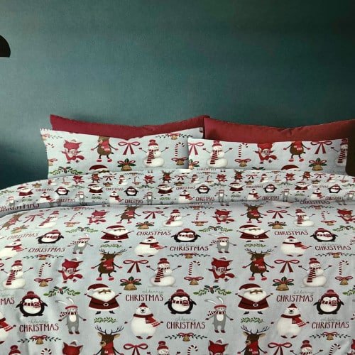 Pościel Beżowo Złota Merry Christmas Family (2 poszwy na kołdry)