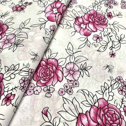 Pościel Beżowe Złoto Różowe róże na białym i turkusowym tle Polutorn - obrazek 4