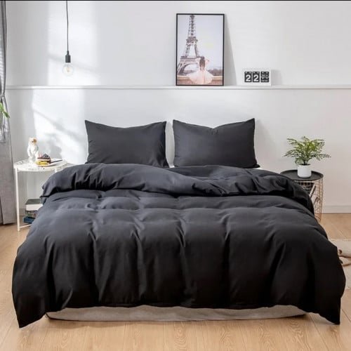 Pościel Beżowo-Złota Czarna gładka Podwójna