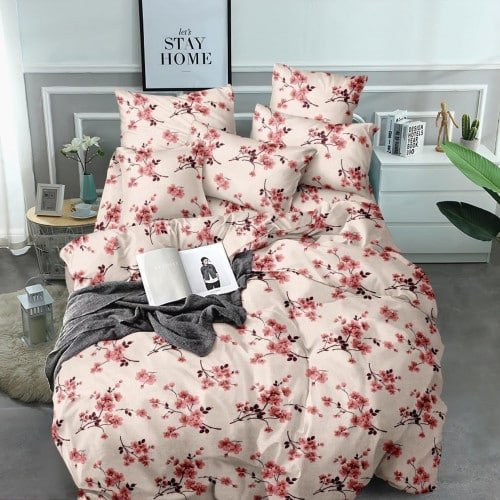 Pościel Beżowa Złota Kwiat Wiśni Półtony